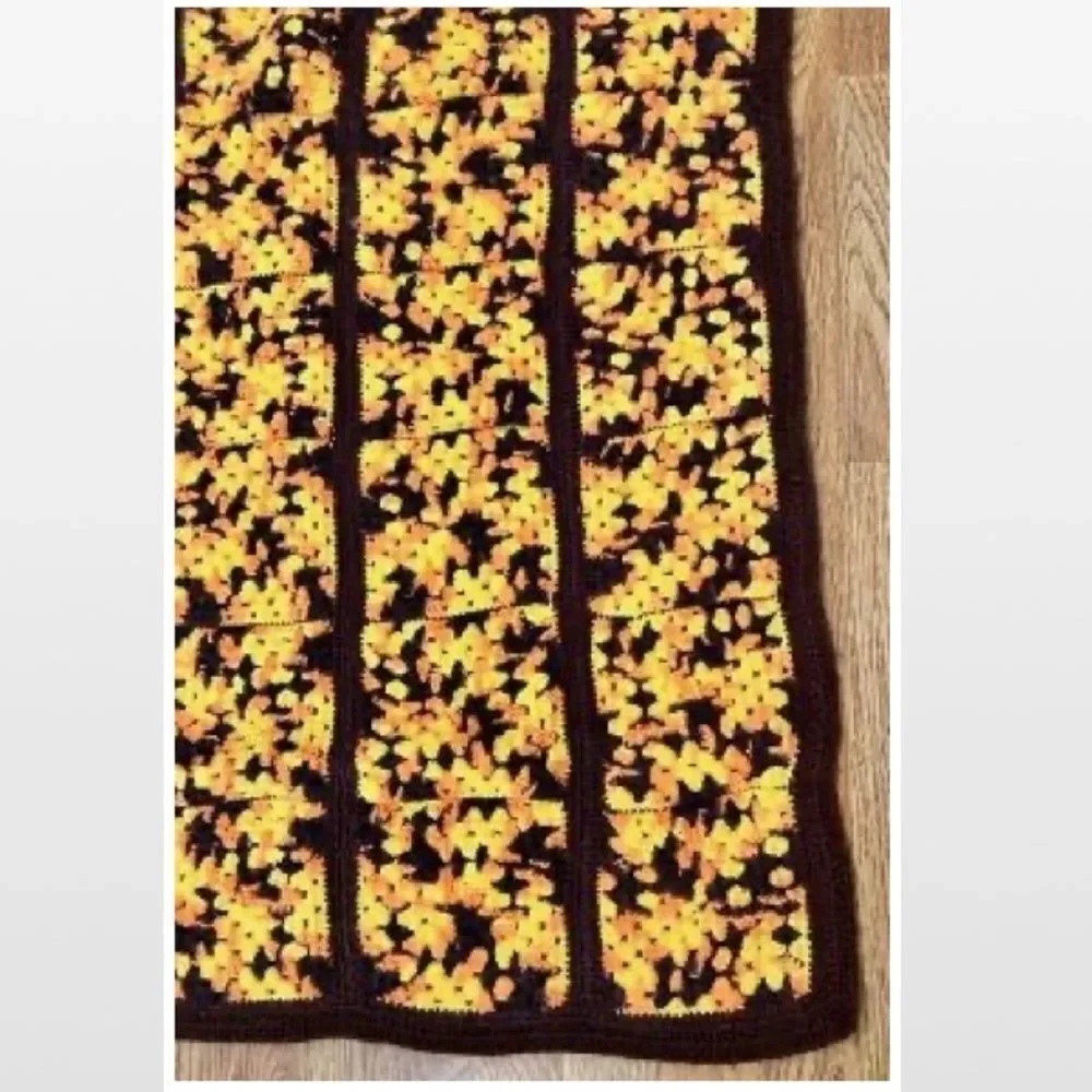 Vintage Hand Crochet Striped Heavier Home Blanket